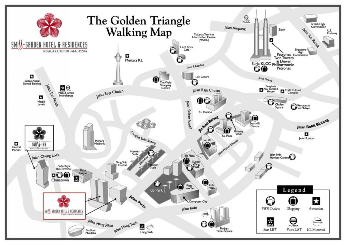 златен триаголник куала лумпур мапа