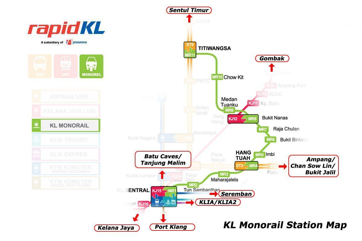 малезија воз линија мапа