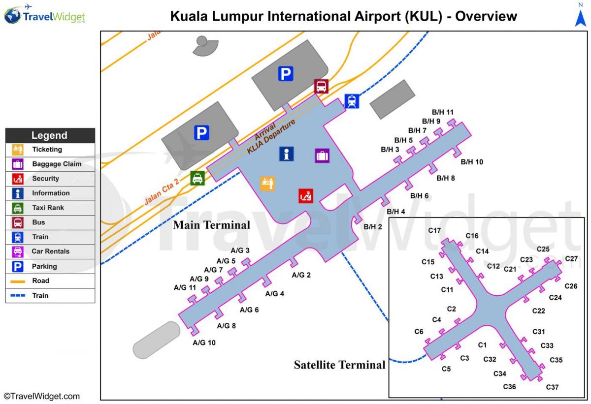 куала лумпур аеродром главниот терминал мапа
