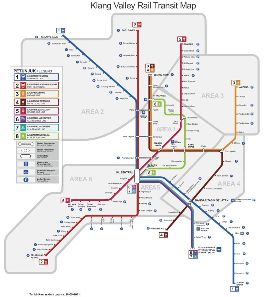 rapidkl lrt маршрутата на мапата