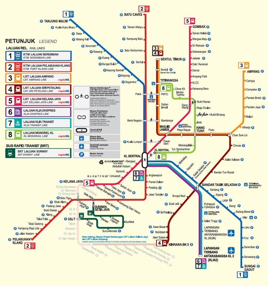 lrt линија мапата куала лумпур