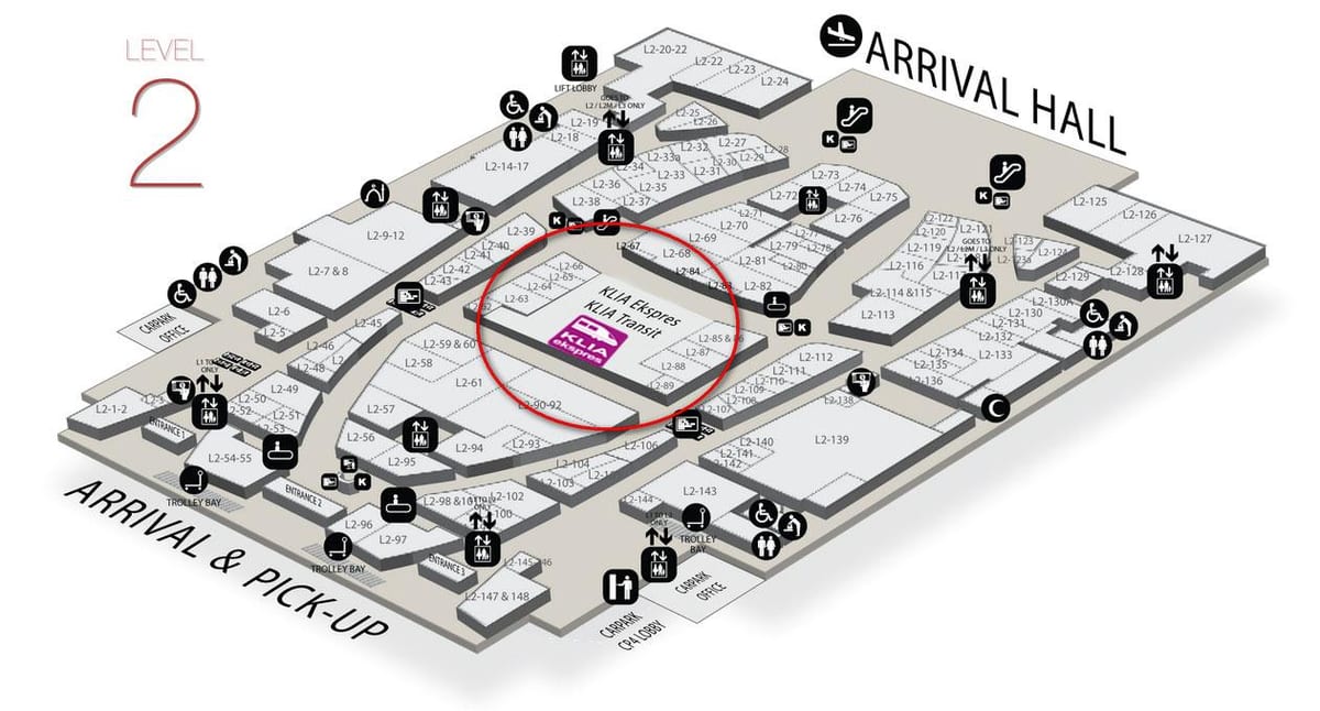 klia2 пристигнување мапа